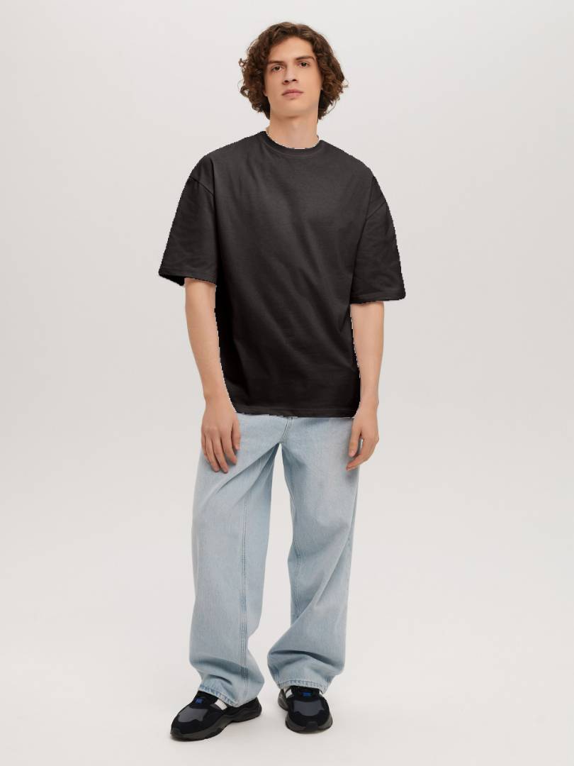 Чёрная футболка мужская Oversize оптом